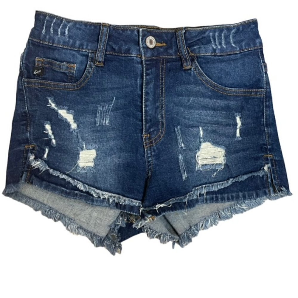KANCAN Ripped Frayed Hem Stretch Jean Shorts - Size 24/1